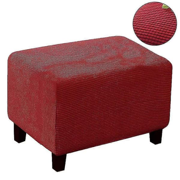 Mjuk Polyester Stretch Rutig Jacquard Ottoman Överdrag Modern Rektangulär Fotpall Red S