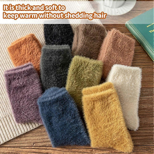 Dame Mink Cashmere Plysj Myke Sokker Myke Vinter Varme Fluffy Seng Sokker caramel color