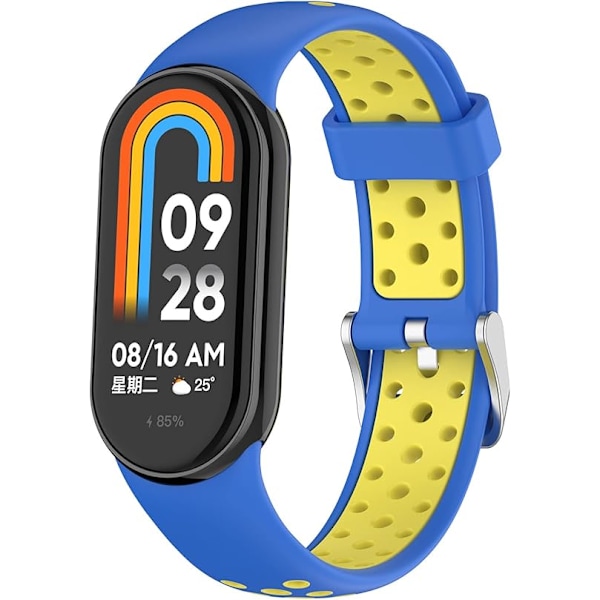 Smartwatcharmband Kompatibel med Xiaomi Mi Band 8, Silikonarmband, Ersättningsarmband, Armbandsslinga, Tillbehör blue yellow