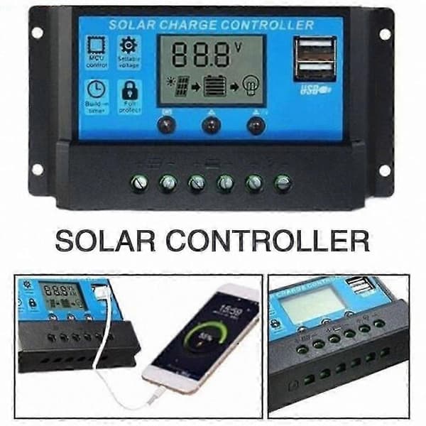 Digital Display Solar Charge Controller til 12V/24V Auto Batterisystemer med Solpanel Kompatibilitet til Advarselslys Applikationer 10A
