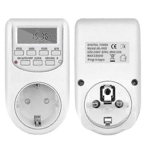 EU Plugg Timer Bryter Energisparing Digital Kjøkkentimer Uttak Uke Time Programmerbar Timing Socket