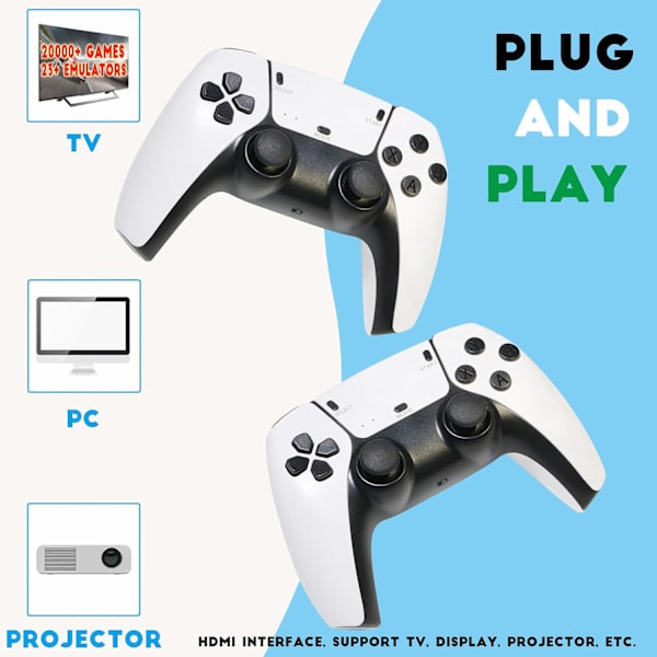 40 000+ 4K HDMI TV -pelitikku retro pelikonsoli 2 langattomalla ohjaimella M15 128G + 30,000 games