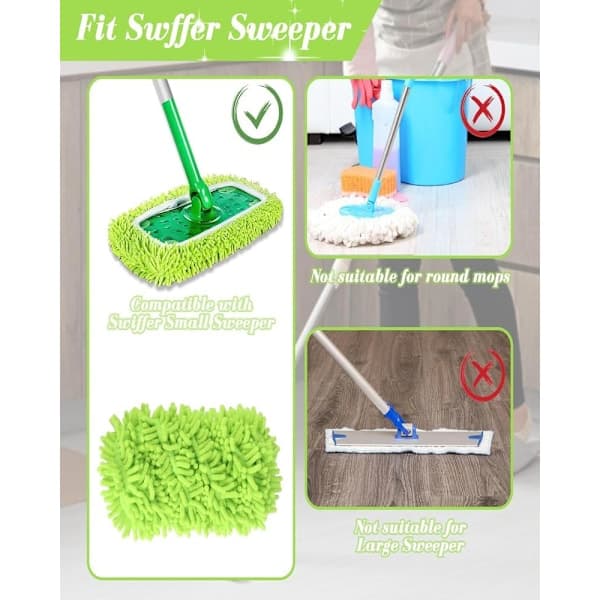4 stk. mikrofiber moppeklude til Swiffer Sweeper Moppe Refill Dampmoppe, vådservietter, genanvendelige vaskbare moppepuder til flisegulve