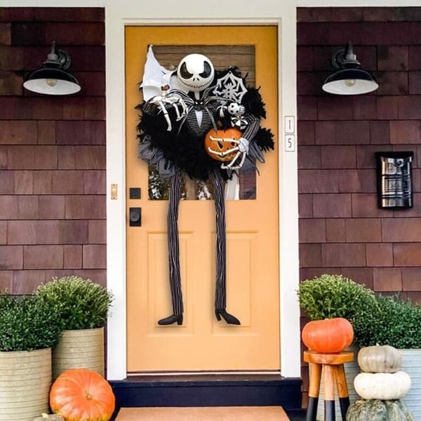 Halloween Dørkrans Mareridt Julefest Dekoration Sort