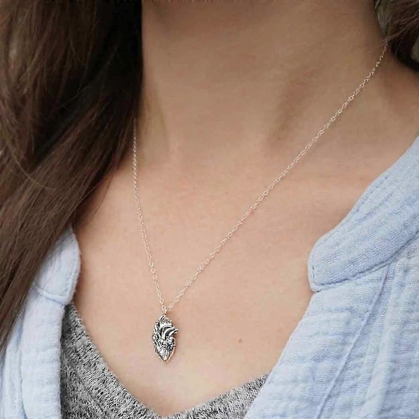 Halsband 3D Anatomiskt Hjärta Läkare, Forskare, Silver