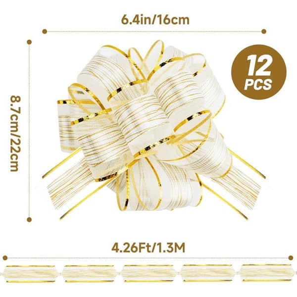 24 STK Hvite Bryllupsbilpynt - Store Sløyfer for DIY Buketter