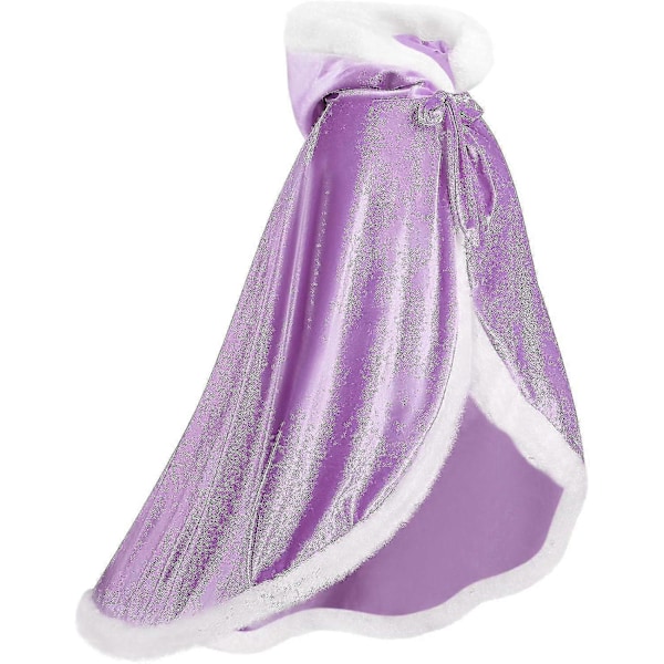 Vändbar Cape för Vuxna och Barn, Påsk Halloween Jul Mantel Maskerad Vampyr Häxa Trollkarl Rollspel Cape Purple 140cm