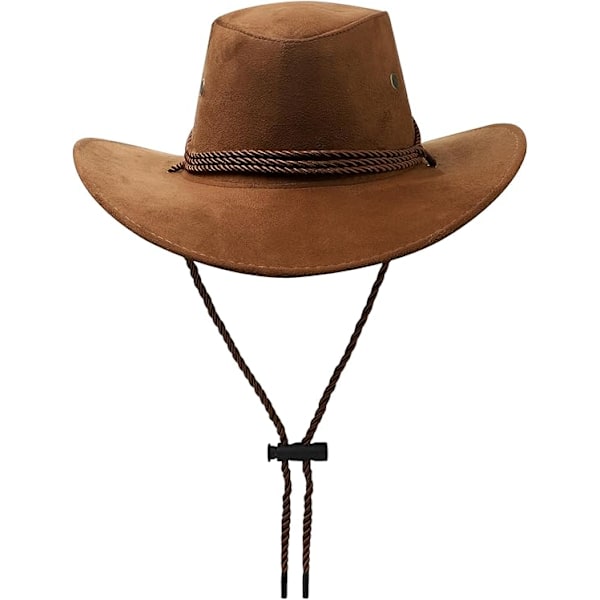 Cowboy Hat Western Solhat Faux Felt Læder Suede Fancy Dress Party Kostume Outfit Rejse Udendørs Solbeskyttelse Til Mænd Kvinder Light brown