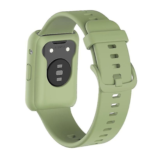 Silikoninen kellon ranneke Huawei Watch Fit -kellolle, korvaava ranneke + naarmuuntumaton kellokotelo Light green, Mint Green Style G Huawei Watch Fit