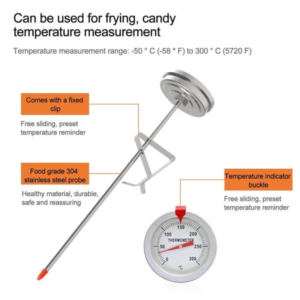 Termometer i rostfritt stål 300°C/550°F - Grill/Ugn/Kolrök