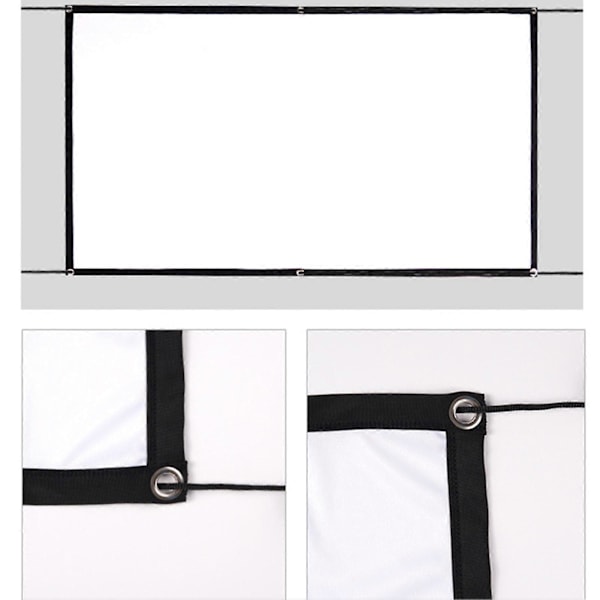16:9 Enkel Bærbar Projektorskjerm Polyester Sammenleggbar Veggmontert Projektorskjerm for Hjemmet 100 Inches