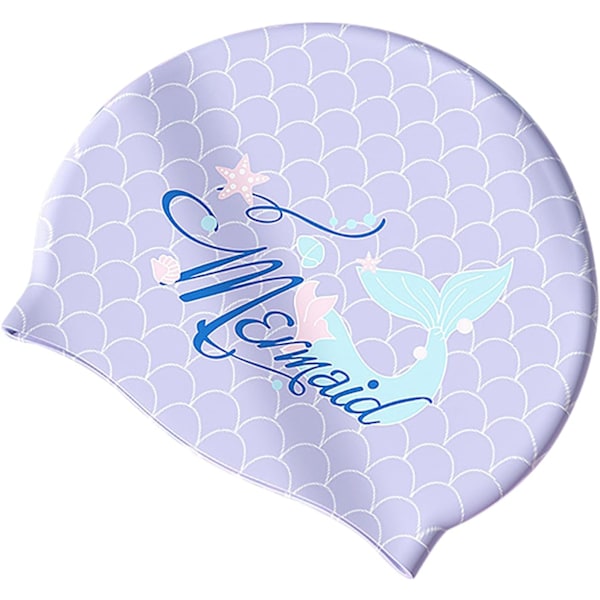 Swimming Cap, Waterproof Swimming Hat Non-Slip Swim Cap Stretchable Silicone Swimming Hat Kids Unisex,Purple