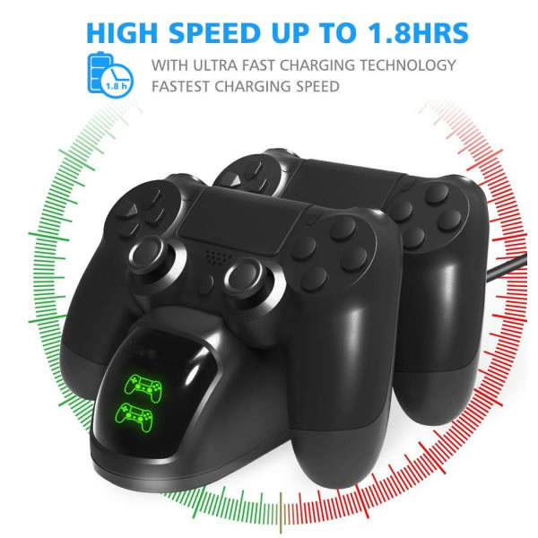INF Kaksoislatausasema kahdelle PS4/PS4 Slim/PS4 Pro -ohjaimelle