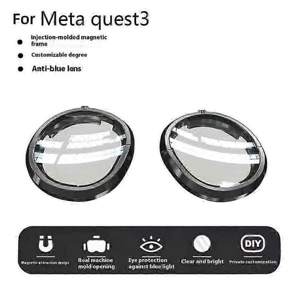 Linseramme for Meta Quest 3 Anti Blått Lys Magnetisk Tilbehør