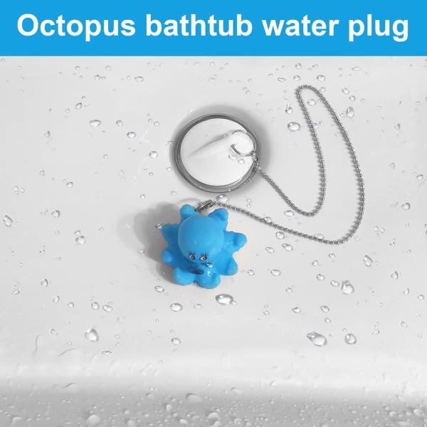 (Kjede 40cm) (Octopus) Universal badekarstopper i gummi med kjede