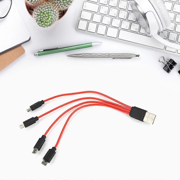Multi Micro USB Ladekabel 4 i 1 Kabel For Android Telefon Nettbrett Splitter