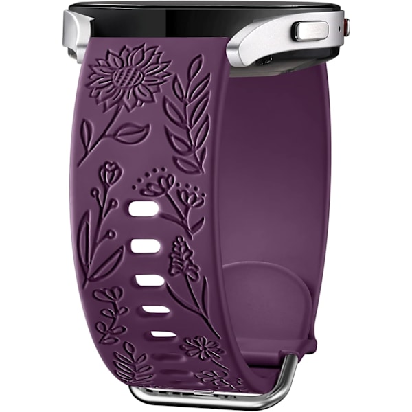 Auringonkukkia kaiverrettu ranneke yhteensopiva Samsung Galaxy Watch 7 6 5 4 40mm 44mm naisille, 20mm pehmeä silikoniranneke Galaxy Watchille Purple