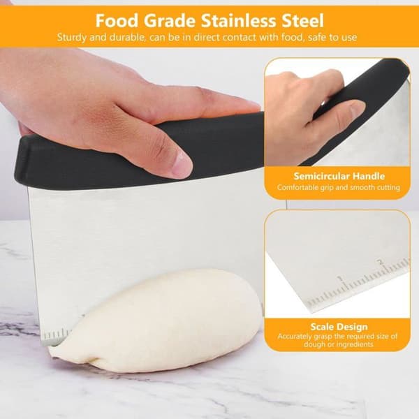 Deigkutter i rustfritt stål med gradering - 16x12,2 cm - Sett med 2 for bakeri - Bakeutstyr