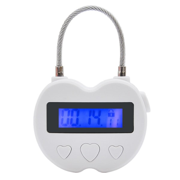 Time lock LCD display Time lock multifunktionell elektronisk resetimer, vattentät USB uppladdningsbar vit white