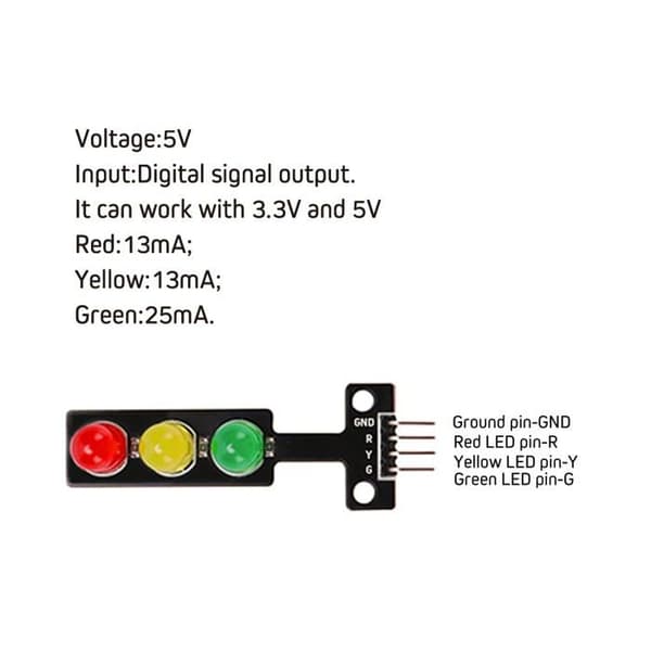 Mini LED trafikklysmodul, pakke med 6 - 5V 8mm for trafikksystemer - Arduino-kompatibel