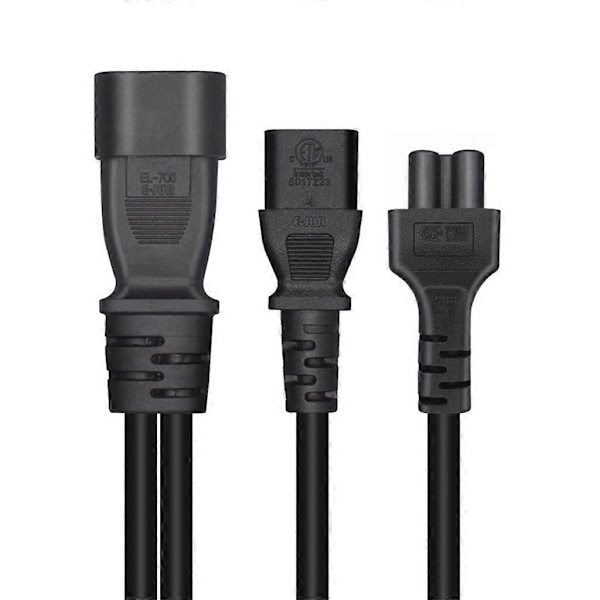 32cm IEC320 C14 til IEC320 C5+IEC320 C13 AC-strømforlængerkabel Adapterledning