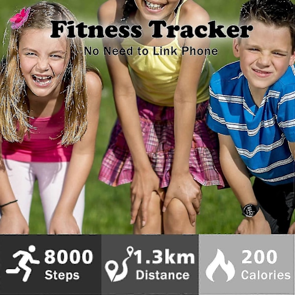 Barnklocka, Digital Klocka Kompatibel Med Pojkar Flickor, Sportklocka Med Fitness Tracker, Väckarklocka, Stoppur, Ingen App Och Vattentät, Klocka Kompatibel 38-Black-A