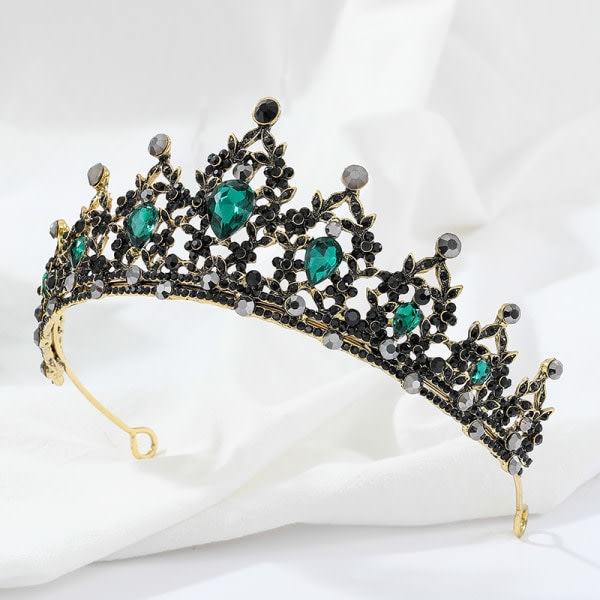 Mattel Hardware Crown European og American Bride Baroque Retro Crown Rhinestone Black Crown Tiara