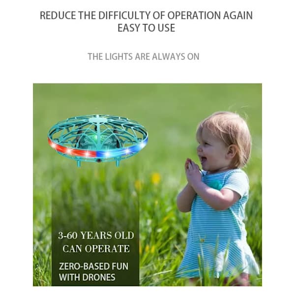 LED Mini Drone Håndstyret – Flyvende Boldlegetøj til Børn og Voksne Rød Red