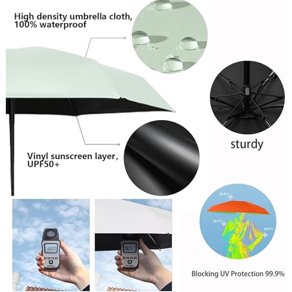 Mini Solreiseskjerm Reiseparaply Ringhåndtak Belegg Lag Stoff Blokkering/anti UPF 50 UV Beskyttelse 99,9% Kompakt Folding Veske Paraply/Menn Kvinner Barn Light purple