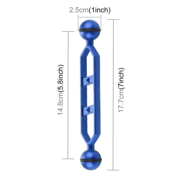 7.0 tum 17.7cm Dubbelkula Arm i Aluminiumlegering, Kuldiameter: 25mm Blue