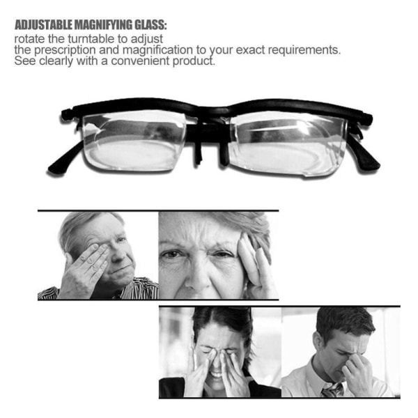 2 par justerbare briller med fokuslinse -3 til +6 dioptrier