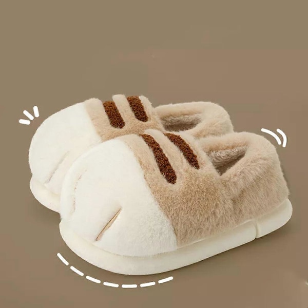 Kattpotttofflor, 3D Kattpott-Cartoontofflor för Kvinnor khaki 42-43