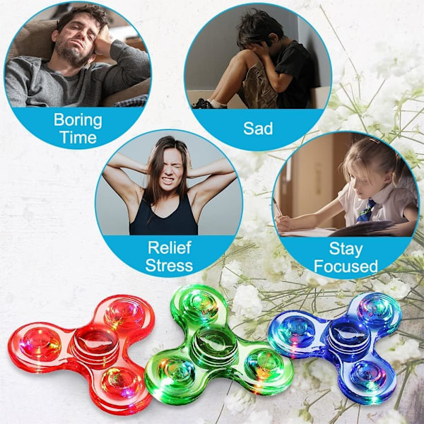 Kristall Fidget Spinner 5-pack, Festpåsefyllare för barn, Ljus upp Hand Spinner Leksaker för Stress Relief Anti Anxiety, Födelsedag Examenspresenter