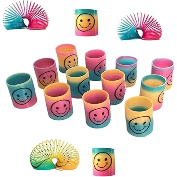 Erivärisiä Mini Rainbow Smiley Face Feathers Slinky Juggle Piñata Party Loot Gift Bag Filler Lapset Poika Tyttö Hauskaa Auti