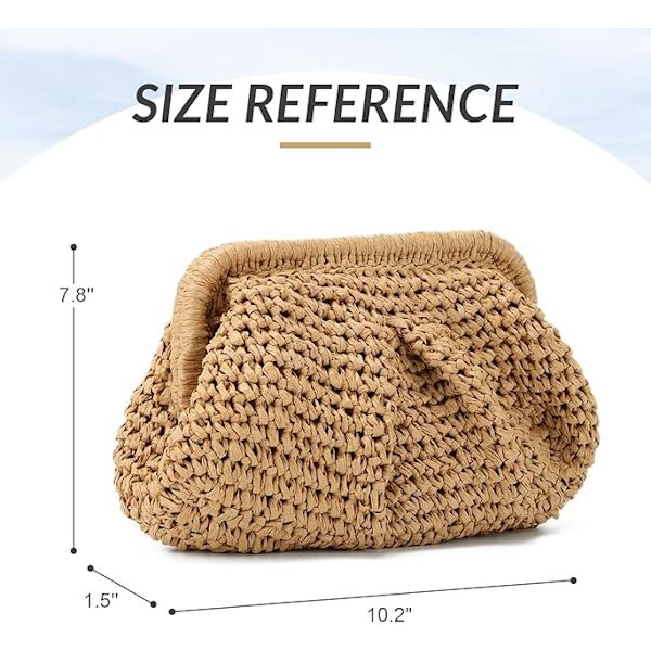 Stråväska Dam Moln Bröllopsfest Strå med Kedja Vävd Strå Crossbody Väskor för Semester Strand Caqui