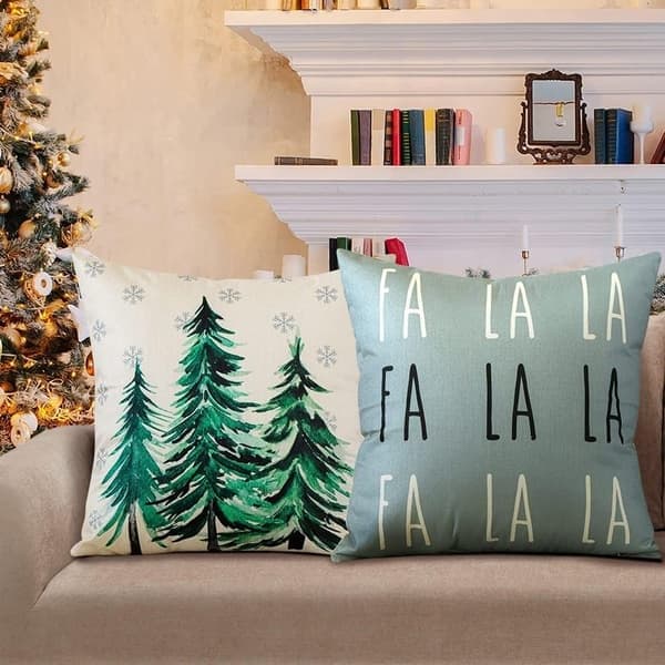 Juleputetrekk 45x45 cm til sofa, seng, juledekorasjon, sett med 4