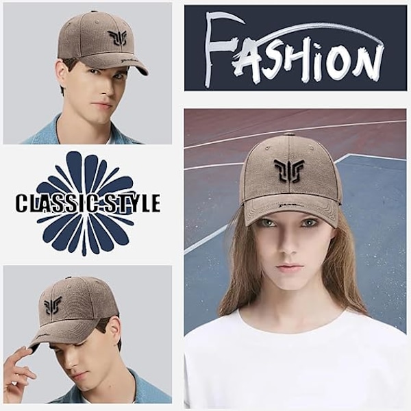 Basebollkeps för män med justerbar spänne, Unisex keps med broderi Andningsbar sommar solhatt Sportkeps för utomhus Casual Coton Trucker Hip Hop Khaki