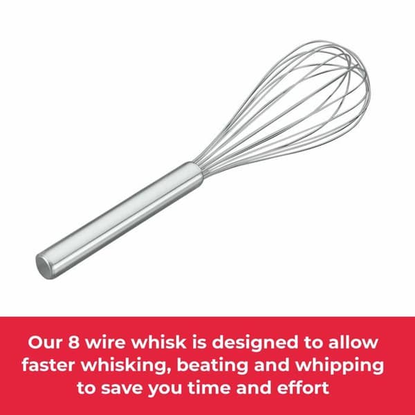 Robust 8-tråds piskeris i rustfrit stål, 30 cm, sølv