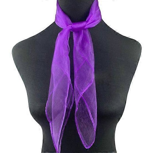 2 stk. Dame Tørklæde Glat Satin Gennemsigtig Ensfarvet Mesh Tynd Justerbar Dekorativ Let Blød Aquaman Dans Squaredans Stewardesse purple