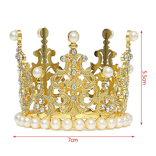 1 st Pärlkrona Tårtdekoration Små Diadem Kristall Pärla Prinsessa Tårtdekorationer A 1pc
