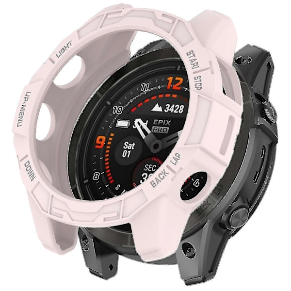 TPU Klockfodral för Garmin Epix Pro (gen 2) 47mm/Fenix 7 Pro/Fenix 7, Repskyddande Ihåligt Skydd o Light Pink