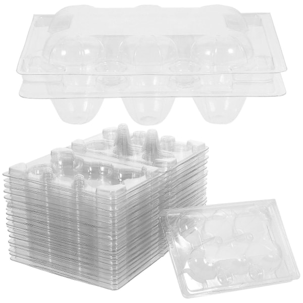 50 stk 6-gitter vakteleggskuff Plast gjennomsiktig eggedispenserholder Eggbeholder emballasjeboks Vaktelegg beskyttelsesveske