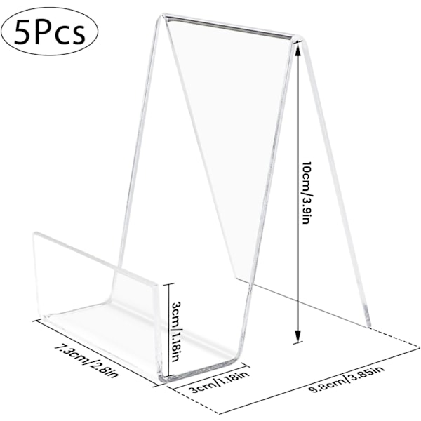 Klar Akryl Bogestativ, 5 Styk Transparent Bogestativ til Visning af Bøger, Notesbøger, Billedalbum, Billedbøger, Menu, Magasin