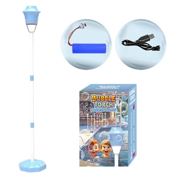 Automatisk Bubbelmaskin med Ställ, Ljus & Musik - 20 000+ Bubblor Utomhus Bubbelblåsare för Barn, Småbarn, Bröllop & Födelsedagsfester Blue
