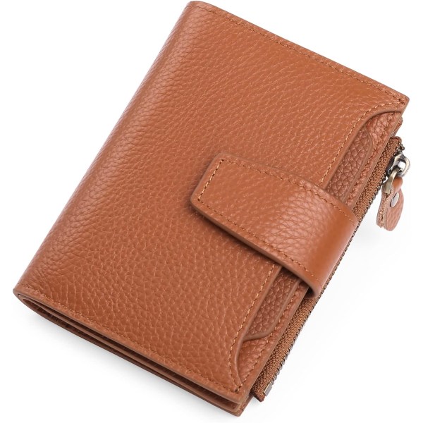 Liten plånbok för kvinnor, dubbelvikt, kompakt RFID-blockerande liten plånbok för kvinnor Lichee caramel