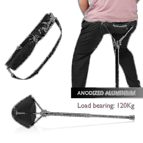Bärbar Pall Höjdjusterbar Sits Infällbar Utomhus Fiskestol Med 3 Växlar-hy Black