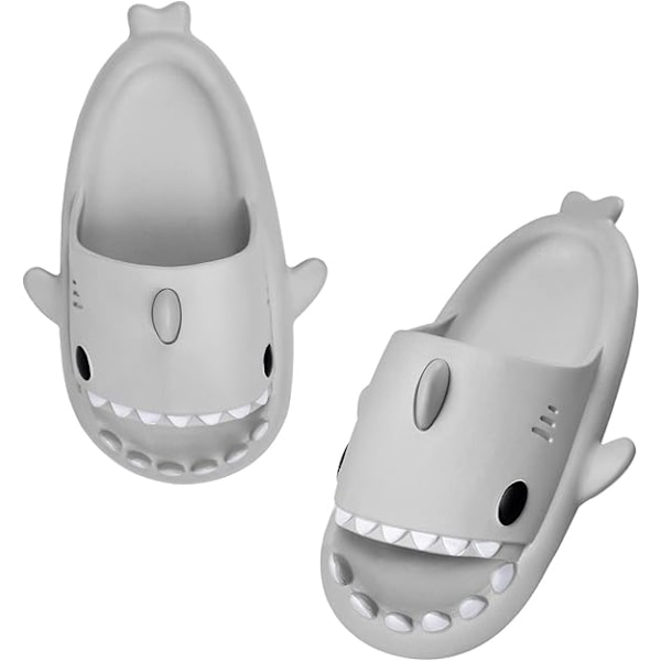 Hajtofflor för pojkar och flickor, Shark Flip Flops för män och kvinnor, Shark Slippers, Bekväma halkfria pool-hajsandaler med tjock sula för sommaren Gray 40/41