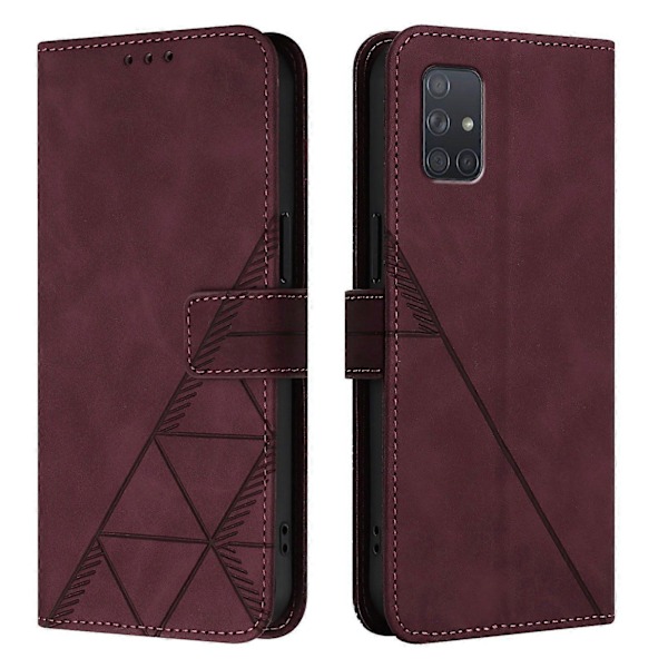 Kompatibel med Samsung Galaxy A71 4G Fuld Beskyttelse Blød PU Læder Flip Wallet Telefon Cover med Kortholder og Lang Rem Wine