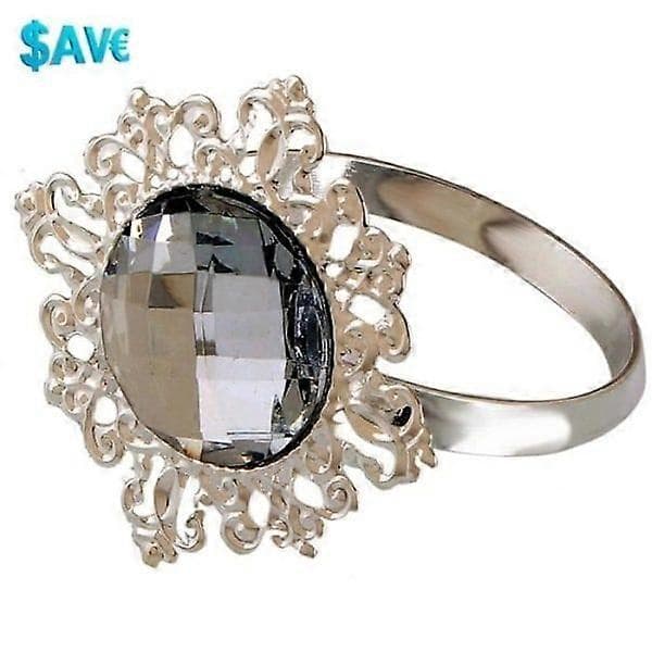 SERVETTRING - Bröllopsbankettdekor - 12 st Diamant - Akryl - Silver