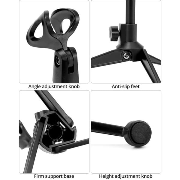 Bordmikrofonstativ Tripod 18-25cm - Sammenleggbart - Kompatibelt med de fleste mikrofoner